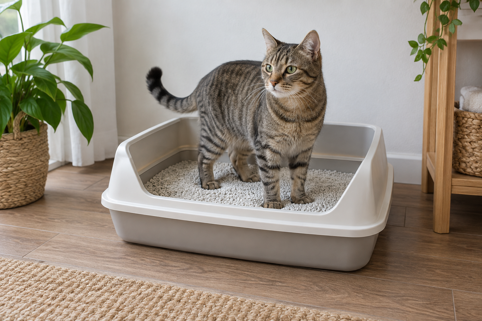 El tamaño importa: areneros cómodos para gatos y casas reales — imagen ilustrativa