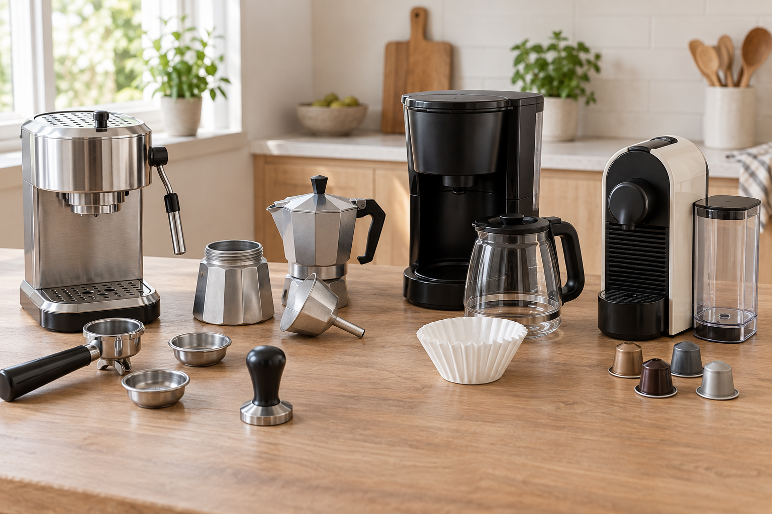 Compara lo que incluye: piezas y compatibilidad de cafeteras — imagen ilustrativa